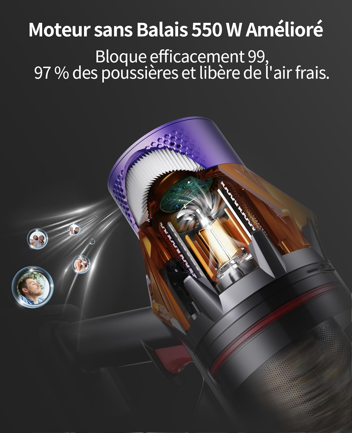 Aspirapolvere Senza Fili SunSare X7A – 45.000 Pa, Motore Brushless 550W, 60 Min di Autonomia, Display Touch